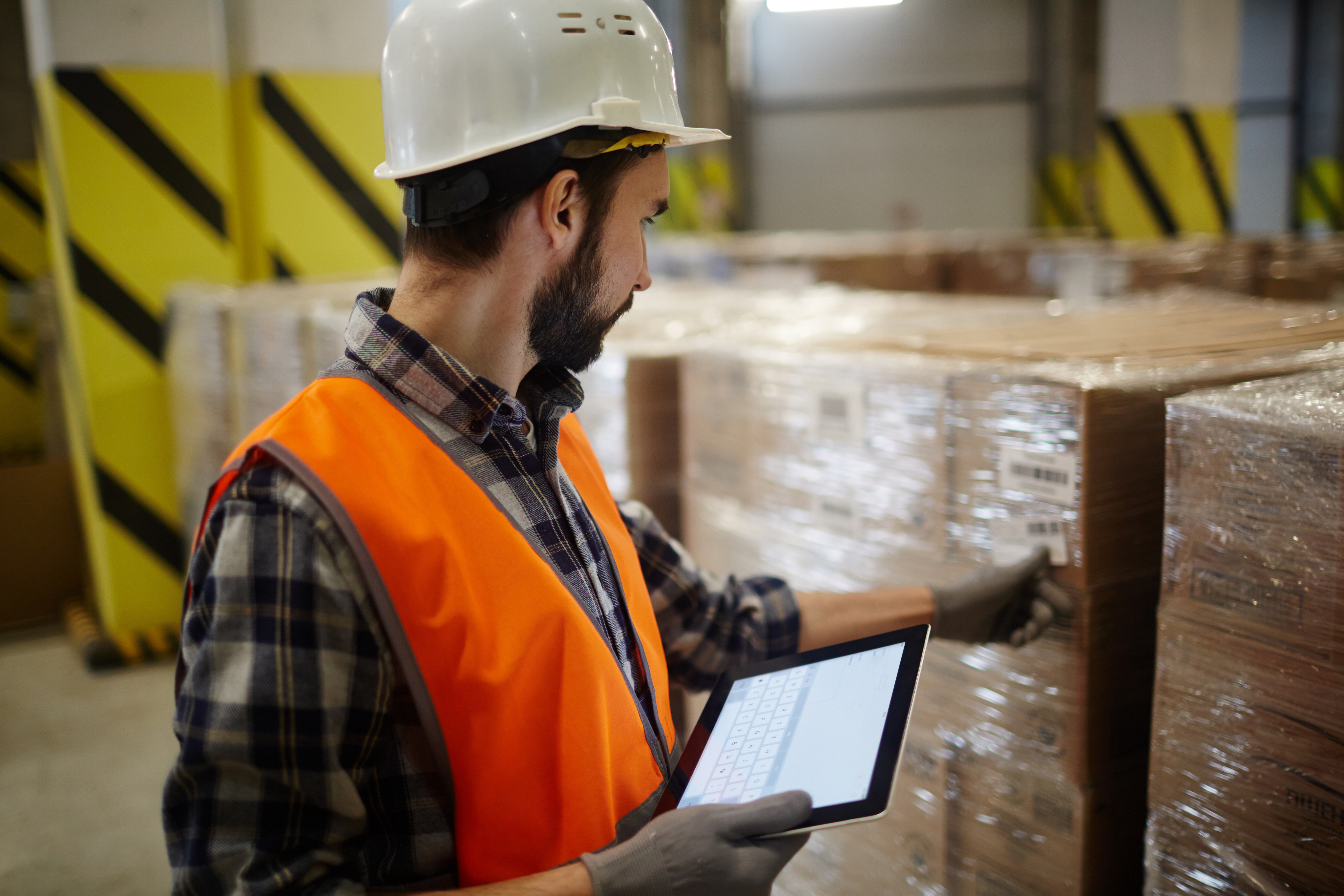Box being checked in a warehouse